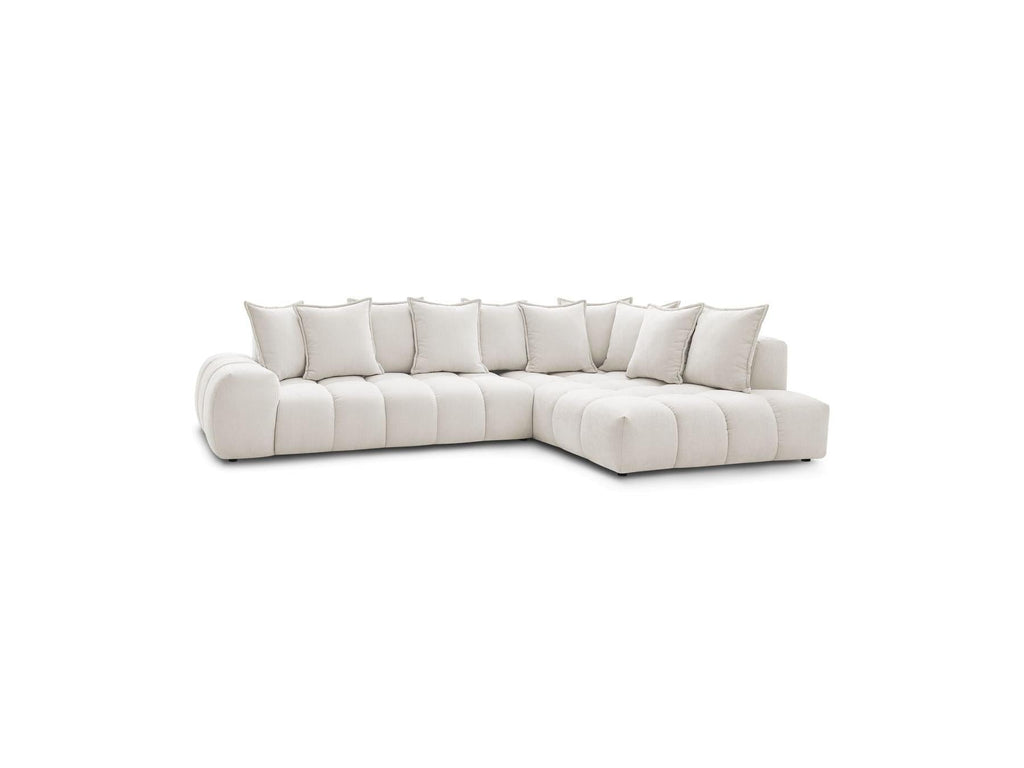 Everest - Canapé D'Angle Fixe - Tissu Texturé - Angle Droit - 10 Coussins