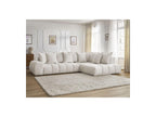 Everest - Canapé D'Angle Fixe - Tissu Texturé - Angle Droit - 10 Coussins