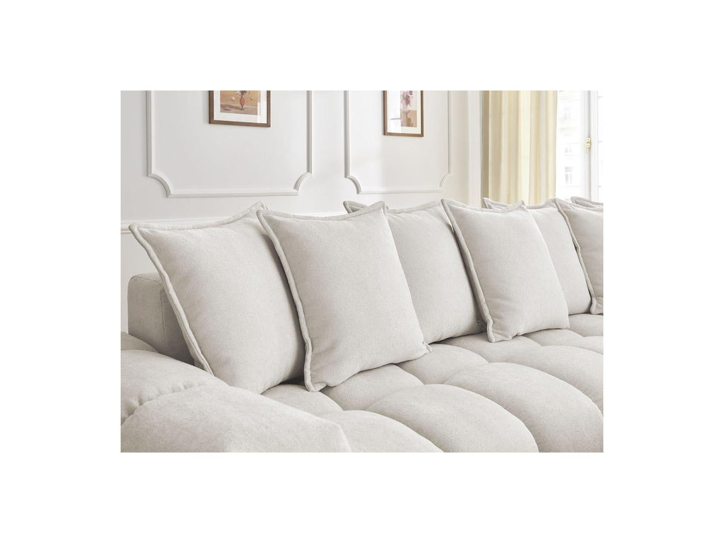 Everest - Canapé D'Angle Fixe - Tissu Texturé - Angle Droit - 10 Coussins