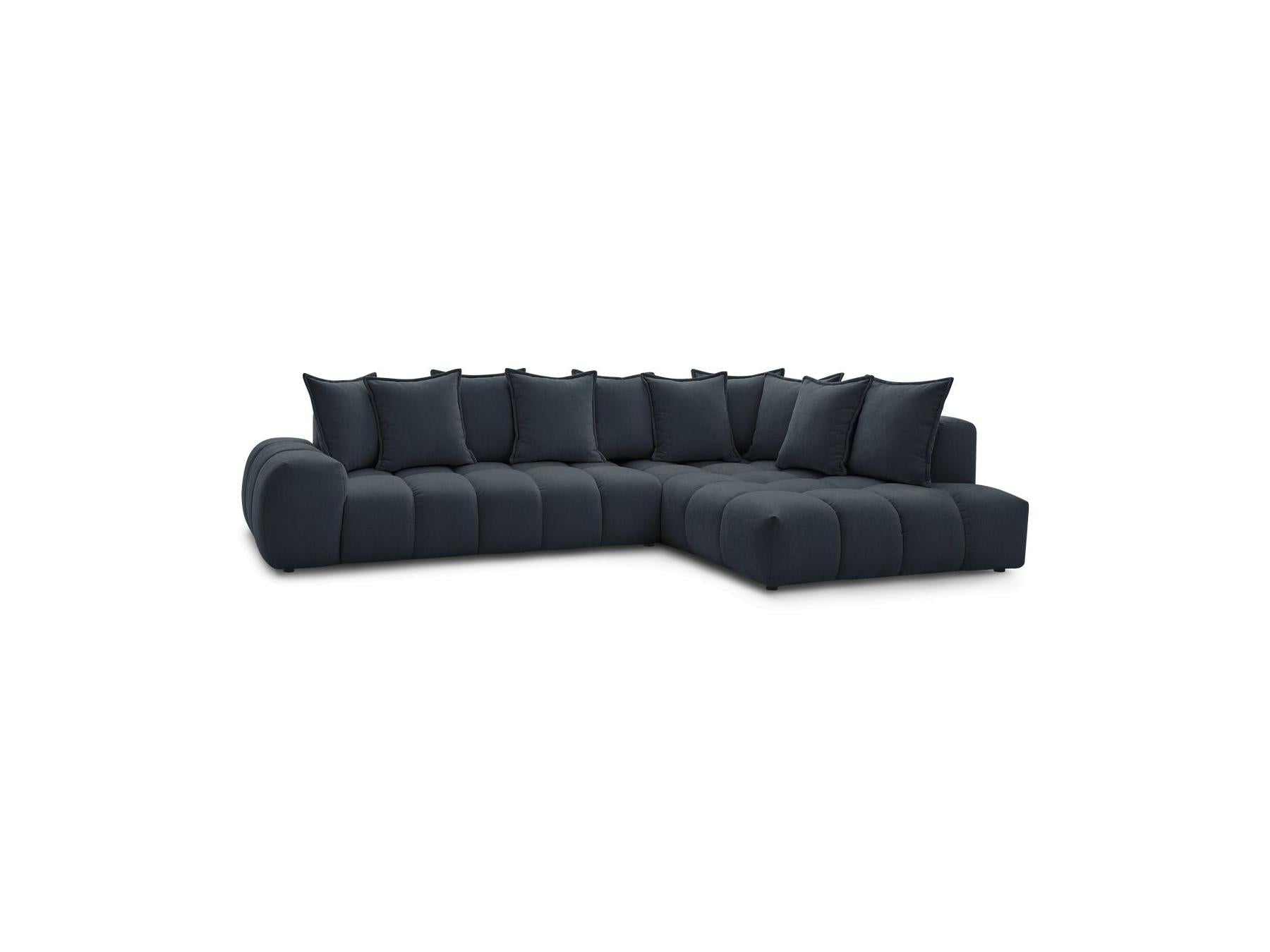 Everest - Canapé D'Angle Fixe - Tissu Texturé - Angle Droit - 10 Coussins