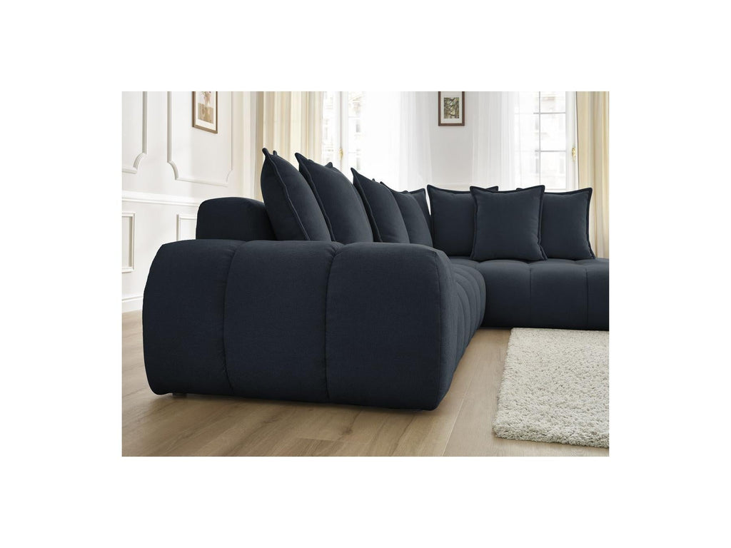 Everest - Canapé D'Angle Fixe - Tissu Texturé - Angle Droit - 10 Coussins