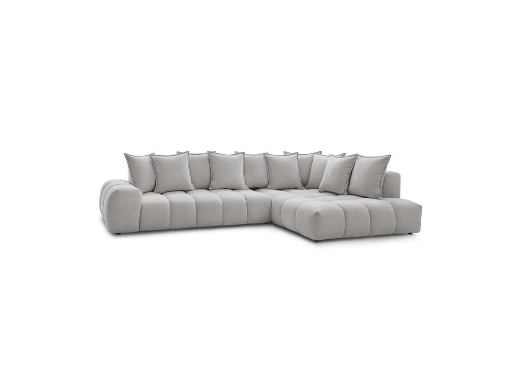 Everest - Canapé D'Angle Fixe - Tissu Texturé - Angle Droit - 10 Coussins