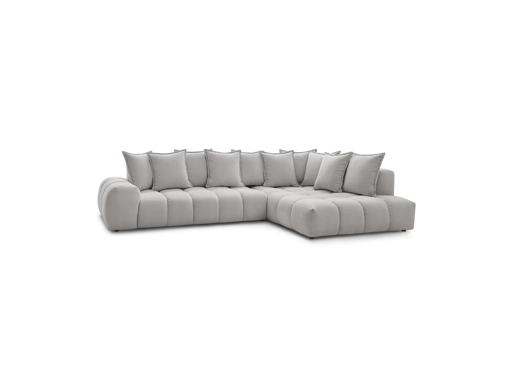 Everest - Canapé D'Angle Fixe - Tissu Texturé - Angle Droit - 10 Coussins