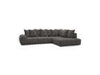 Everest - Canapé D'Angle Fixe - Tissu Texturé - Angle Droit - 10 Coussins