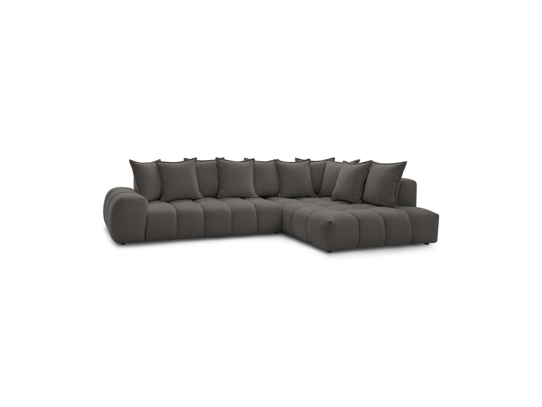 Everest - Canapé D'Angle Fixe - Tissu Texturé - Angle Droit - 10 Coussins