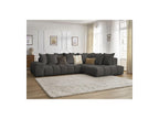 Everest - Canapé D'Angle Fixe - Tissu Texturé - Angle Droit - 10 Coussins