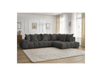 Everest - Canapé D'Angle Fixe - Tissu Texturé - Angle Droit - 10 Coussins
