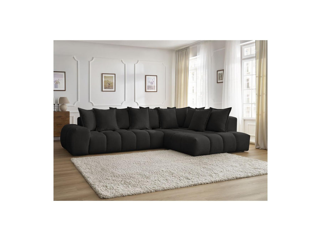 Everest - Canapé D'Angle Fixe - Tissu Texturé - Angle Droit - 10 Coussins