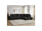 Everest - Canapé D'Angle Fixe - Tissu Texturé - Angle Droit - 10 Coussins