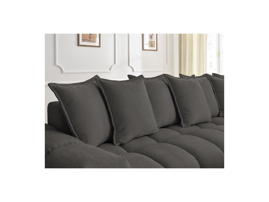 Everest - Canapé D'Angle Fixe - Tissu Texturé - Angle Droit - 10 Coussins