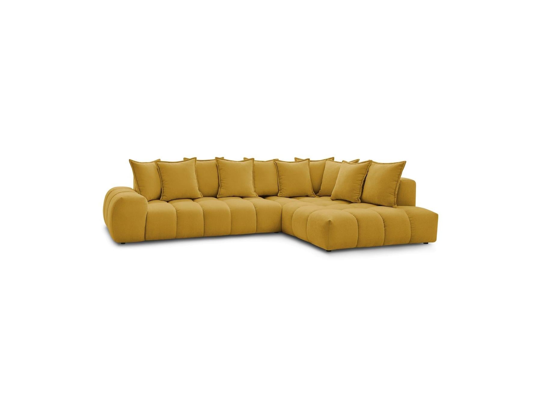 Everest - Canapé D'Angle Fixe - Tissu Texturé - Angle Droit - 10 Coussins