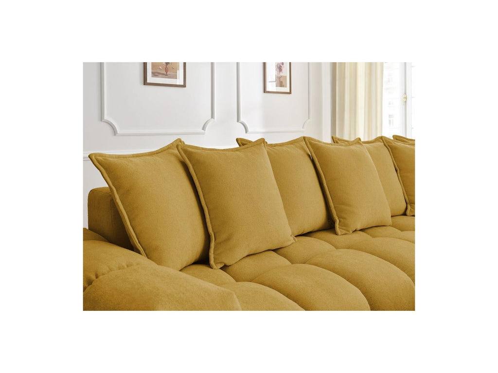 Everest - Canapé D'Angle Fixe - Tissu Texturé - Angle Droit - 10 Coussins