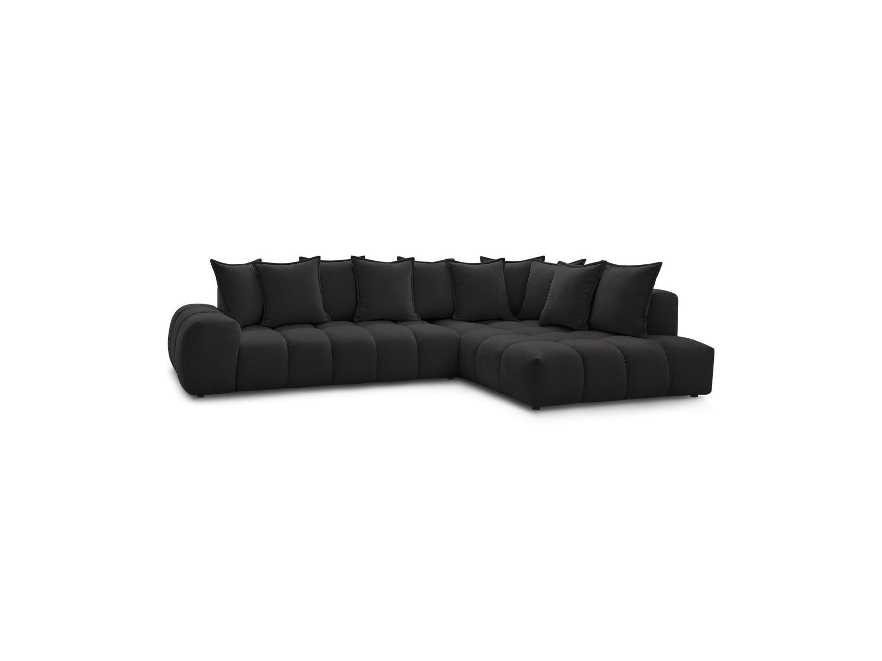 Everest - Canapé D'Angle Fixe - Tissu Texturé - Angle Droit - 10 Coussins