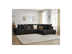Everest - Canapé D'Angle Fixe - Tissu Texturé - Angle Droit - 10 Coussins
