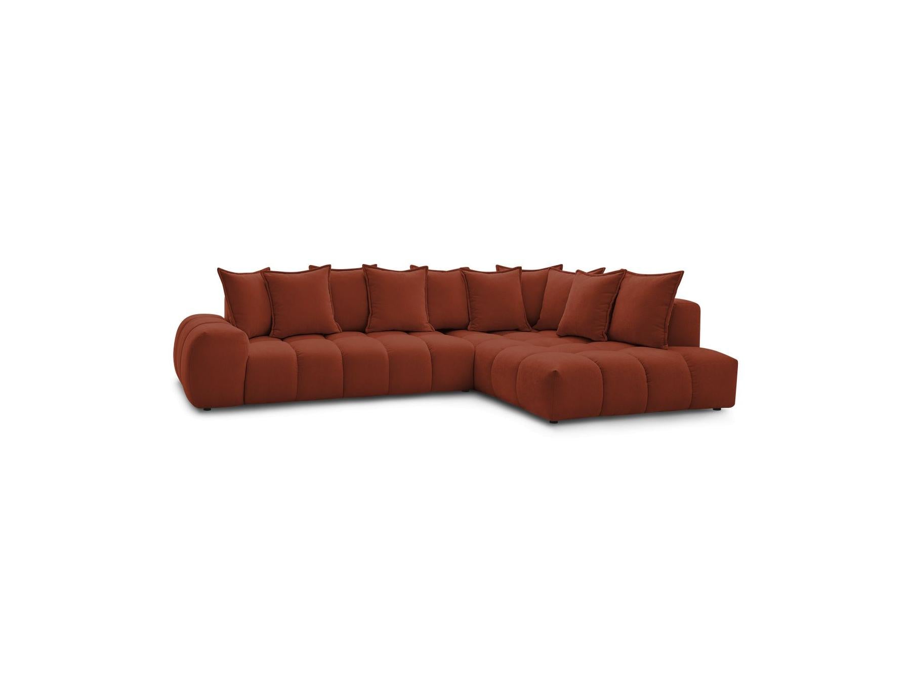 Everest - Canapé D'Angle Fixe - Tissu Texturé - Angle Droit - 10 Coussins