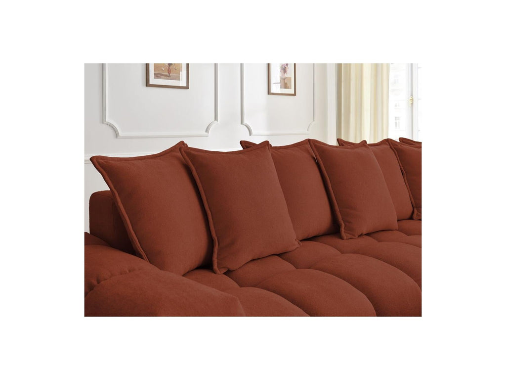 Everest - Canapé D'Angle Fixe - Tissu Texturé - Angle Droit - 10 Coussins