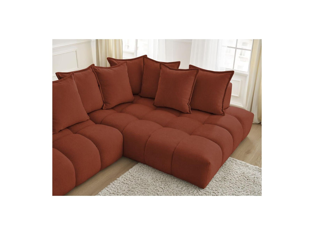 Everest - Canapé D'Angle Fixe - Tissu Texturé - Angle Droit - 10 Coussins