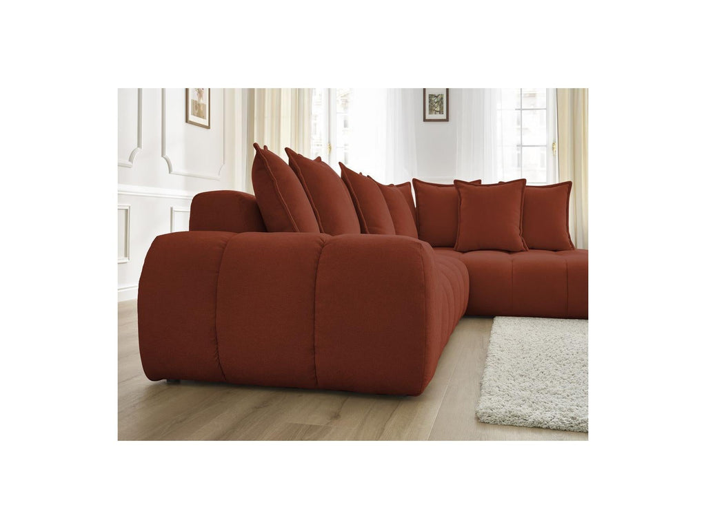 Everest - Canapé D'Angle Fixe - Tissu Texturé - Angle Droit - 10 Coussins