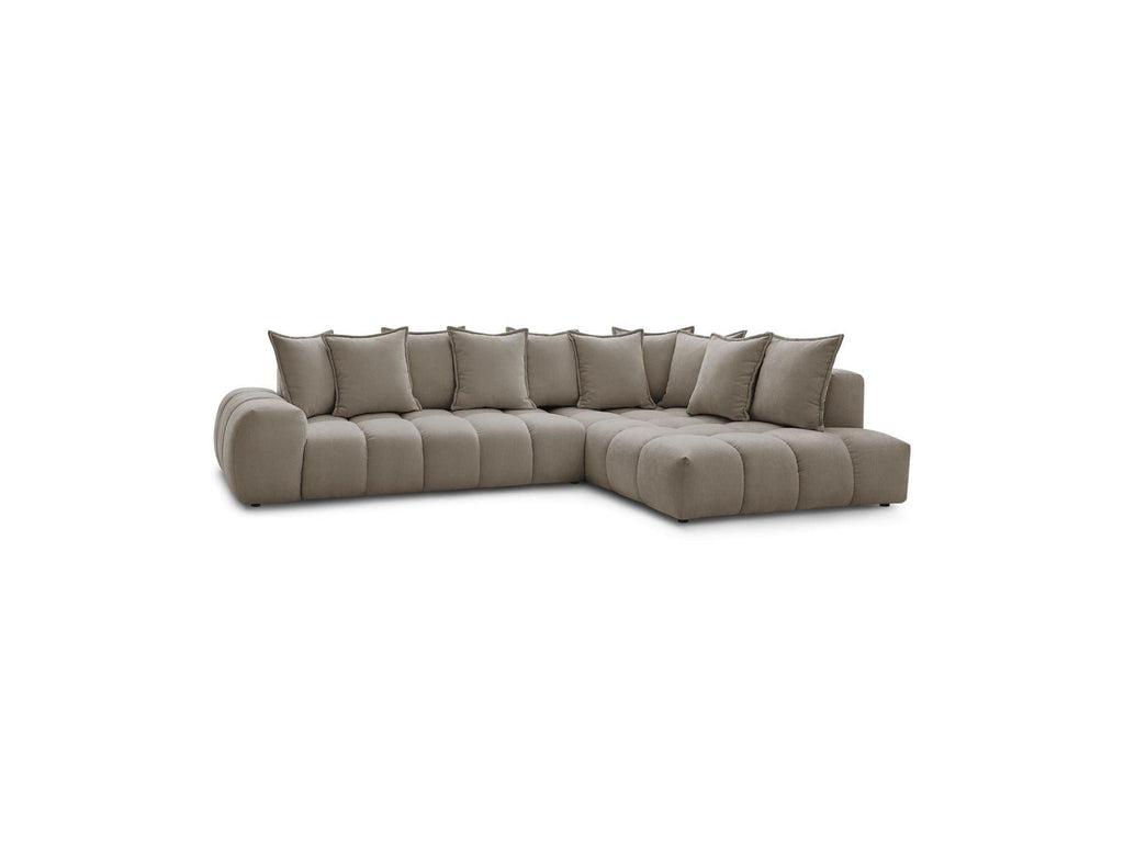 Everest - Canapé D'Angle Fixe - Tissu Texturé - Angle Droit - 10 Coussins