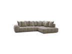 Everest - Canapé D'Angle Fixe - Tissu Texturé - Angle Droit - 10 Coussins