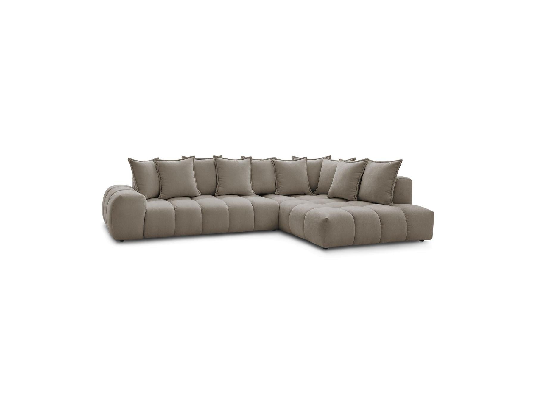Everest - Canapé D'Angle Fixe - Tissu Texturé - Angle Droit - 10 Coussins