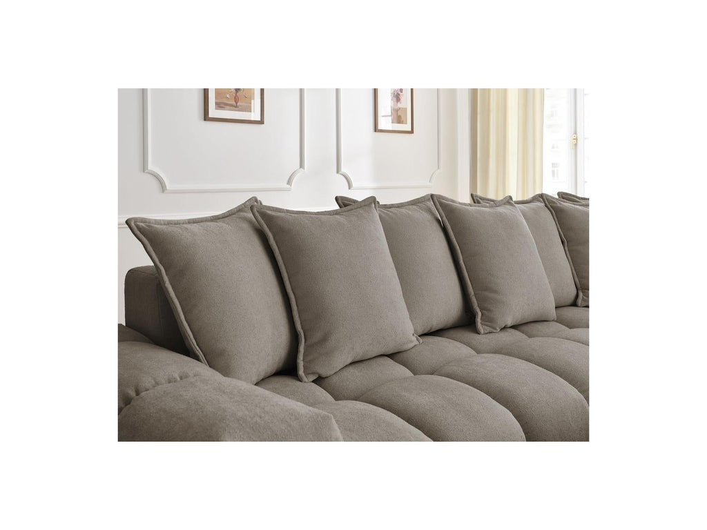 Everest - Canapé D'Angle Fixe - Tissu Texturé - Angle Droit - 10 Coussins