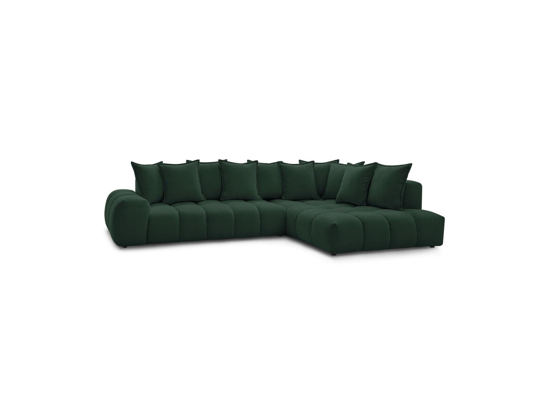 Everest - Canapé D'Angle Fixe - Tissu Texturé - Angle Droit - 10 Coussins
