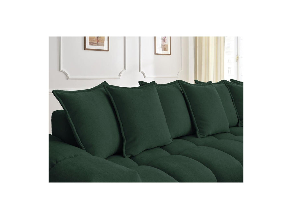 Everest - Canapé D'Angle Fixe - Tissu Texturé - Angle Droit - 10 Coussins