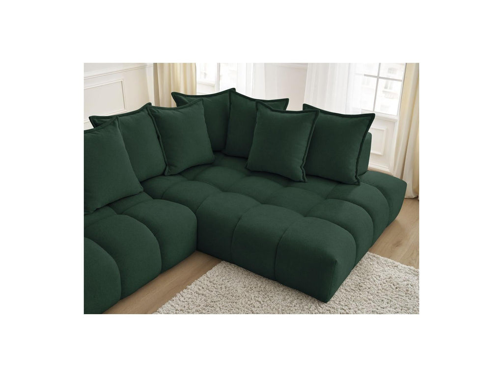 Everest - Canapé D'Angle Fixe - Tissu Texturé - Angle Droit - 10 Coussins