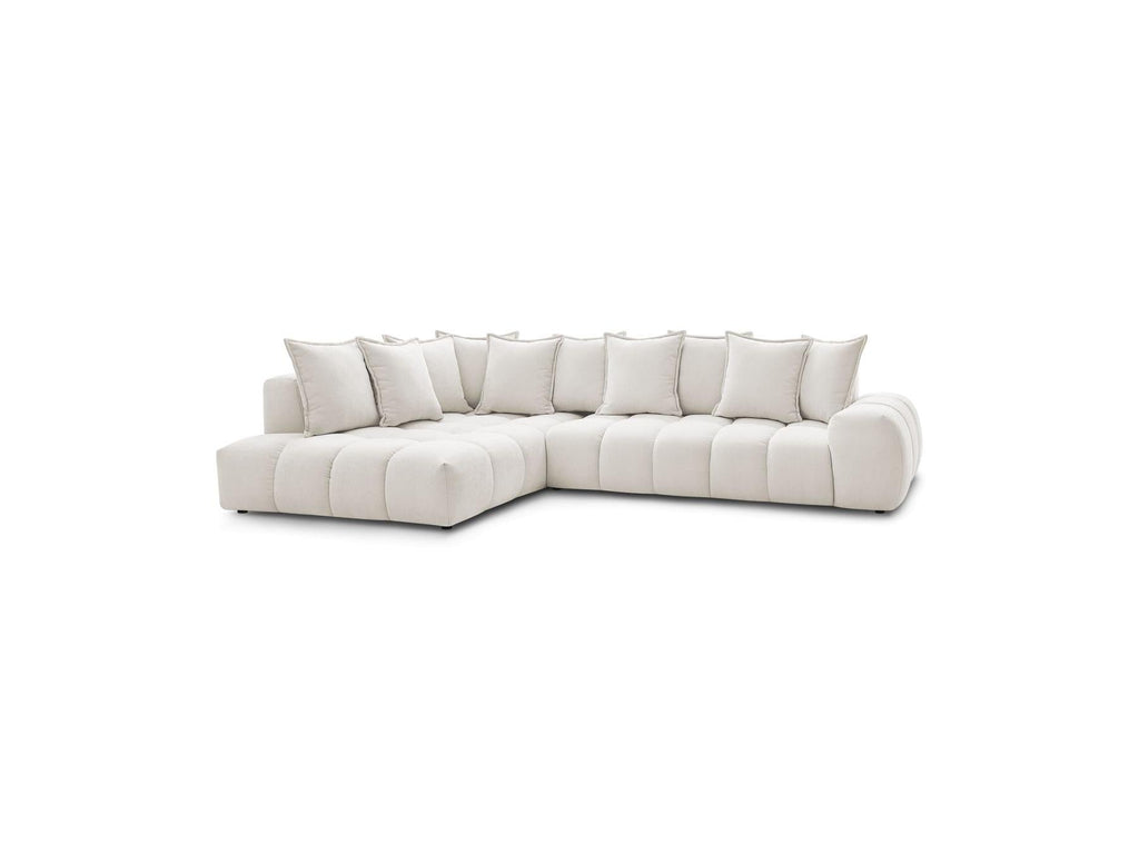 Everest - Canapé D'Angle Fixe - Tissu Texturé - Angle Gauche - 10 Coussins