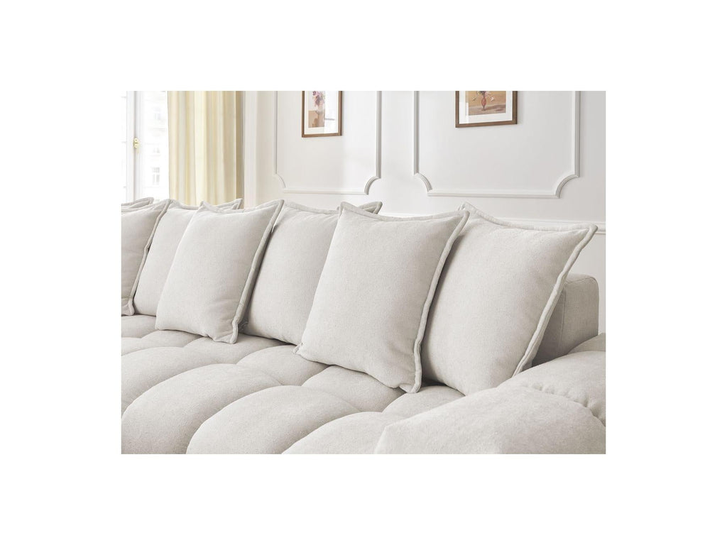 Everest - Canapé D'Angle Fixe - Tissu Texturé - Angle Gauche - 10 Coussins