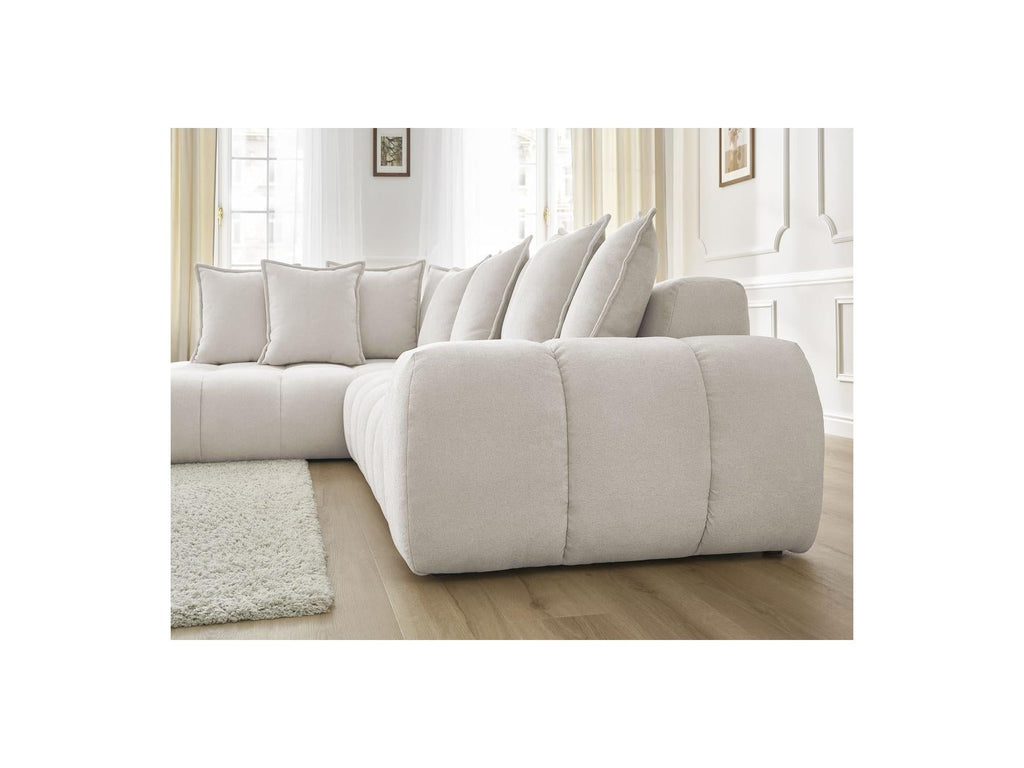 Everest - Canapé D'Angle Fixe - Tissu Texturé - Angle Gauche - 10 Coussins