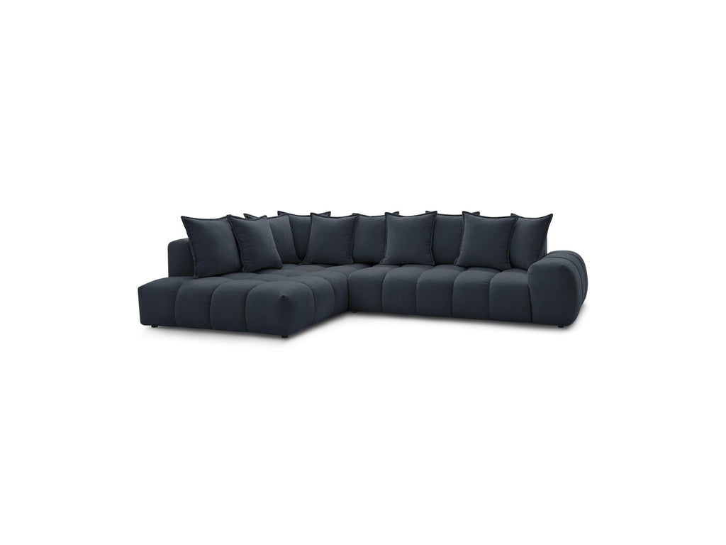 Everest - Canapé D'Angle Fixe - Tissu Texturé - Angle Gauche - 10 Coussins