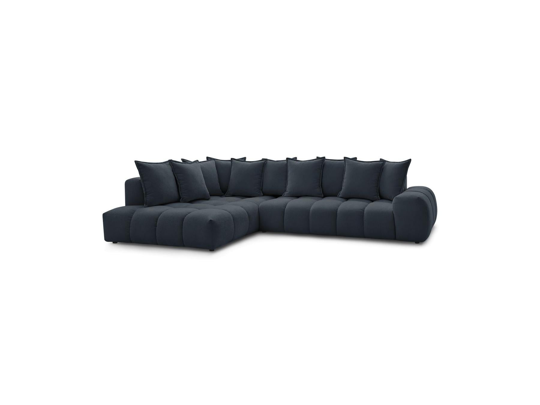 Everest - Canapé D'Angle Fixe - Tissu Texturé - Angle Gauche - 10 Coussins