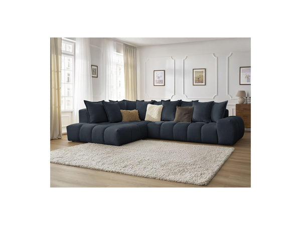 Everest - Canapé D'Angle Fixe - Tissu Texturé - Angle Gauche - 10 Coussins