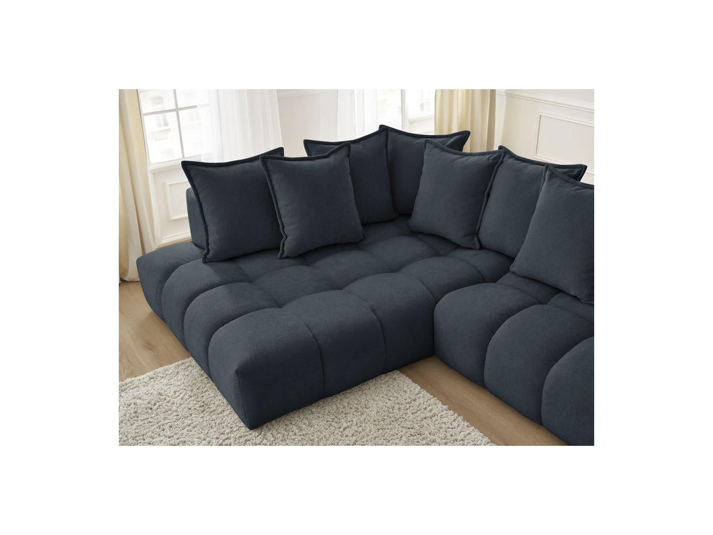 Everest - Canapé D'Angle Fixe - Tissu Texturé - Angle Gauche - 10 Coussins