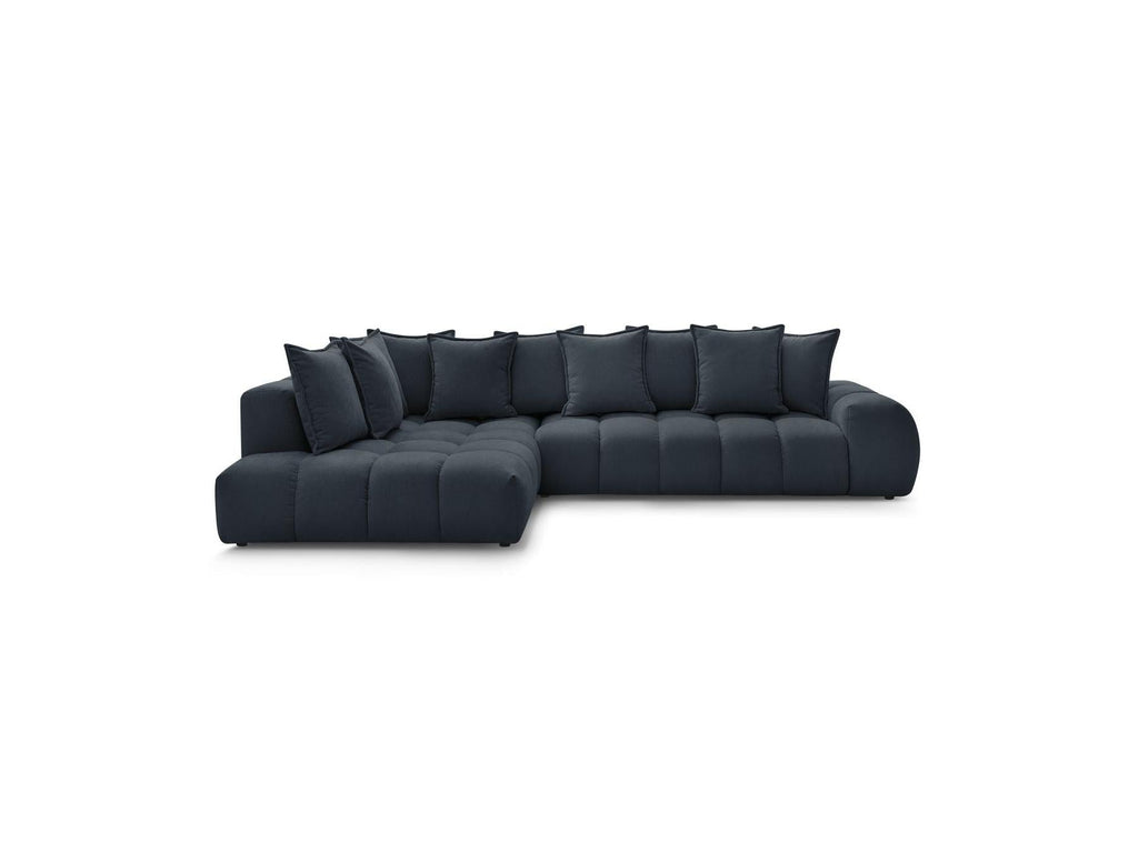 Everest - Canapé D'Angle Fixe - Tissu Texturé - Angle Gauche - 10 Coussins