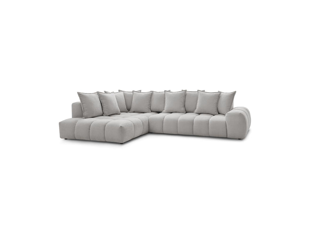 Everest - Canapé D'Angle Fixe - Tissu Texturé - Angle Gauche - 10 Coussins