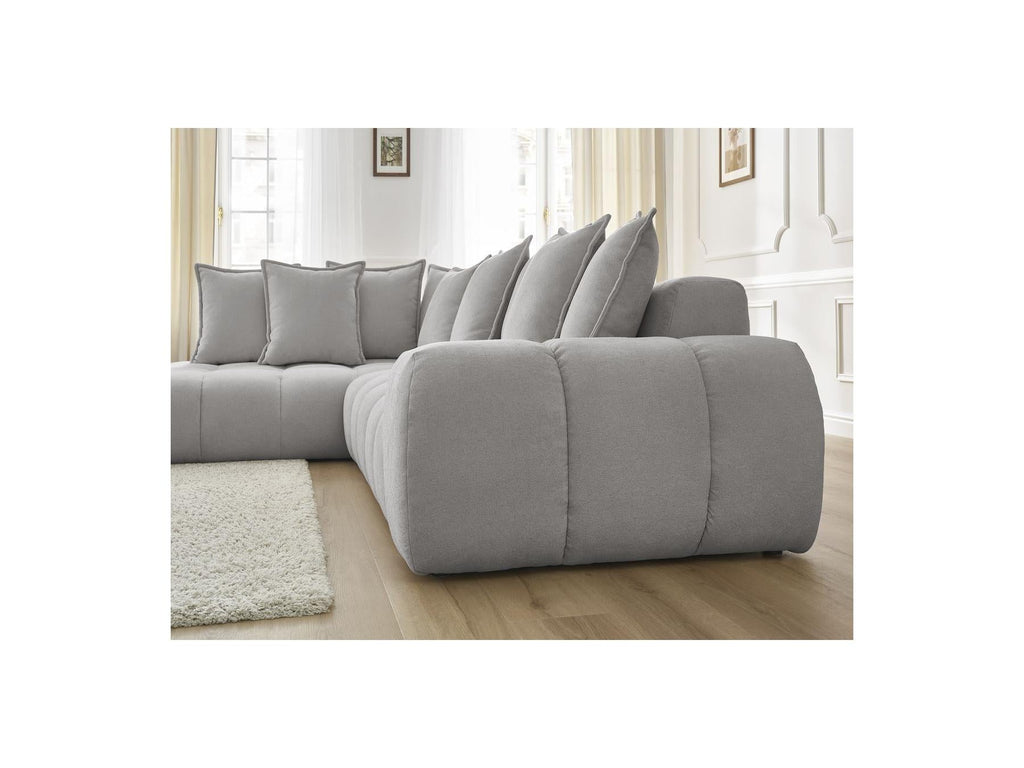 Everest - Canapé D'Angle Fixe - Tissu Texturé - Angle Gauche - 10 Coussins