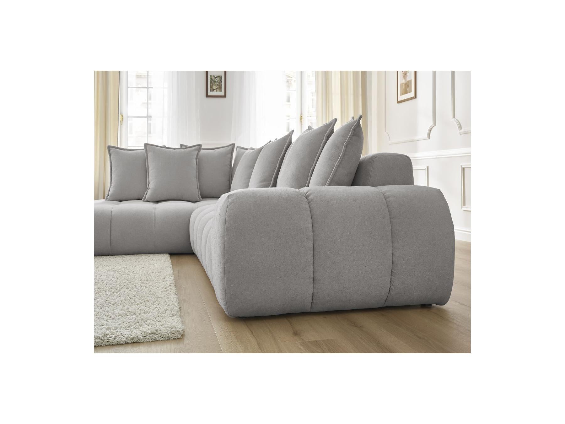 Everest - Canapé D'Angle Fixe - Tissu Texturé - Angle Gauche - 10 Coussins