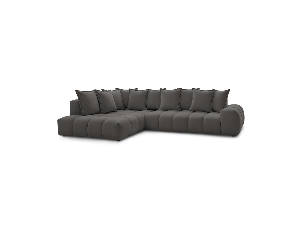 Everest - Canapé D'Angle Fixe - Tissu Texturé - Angle Gauche - 10 Coussins