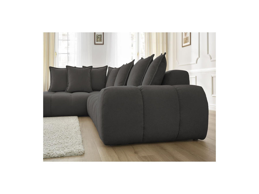 Everest - Canapé D'Angle Fixe - Tissu Texturé - Angle Gauche - 10 Coussins