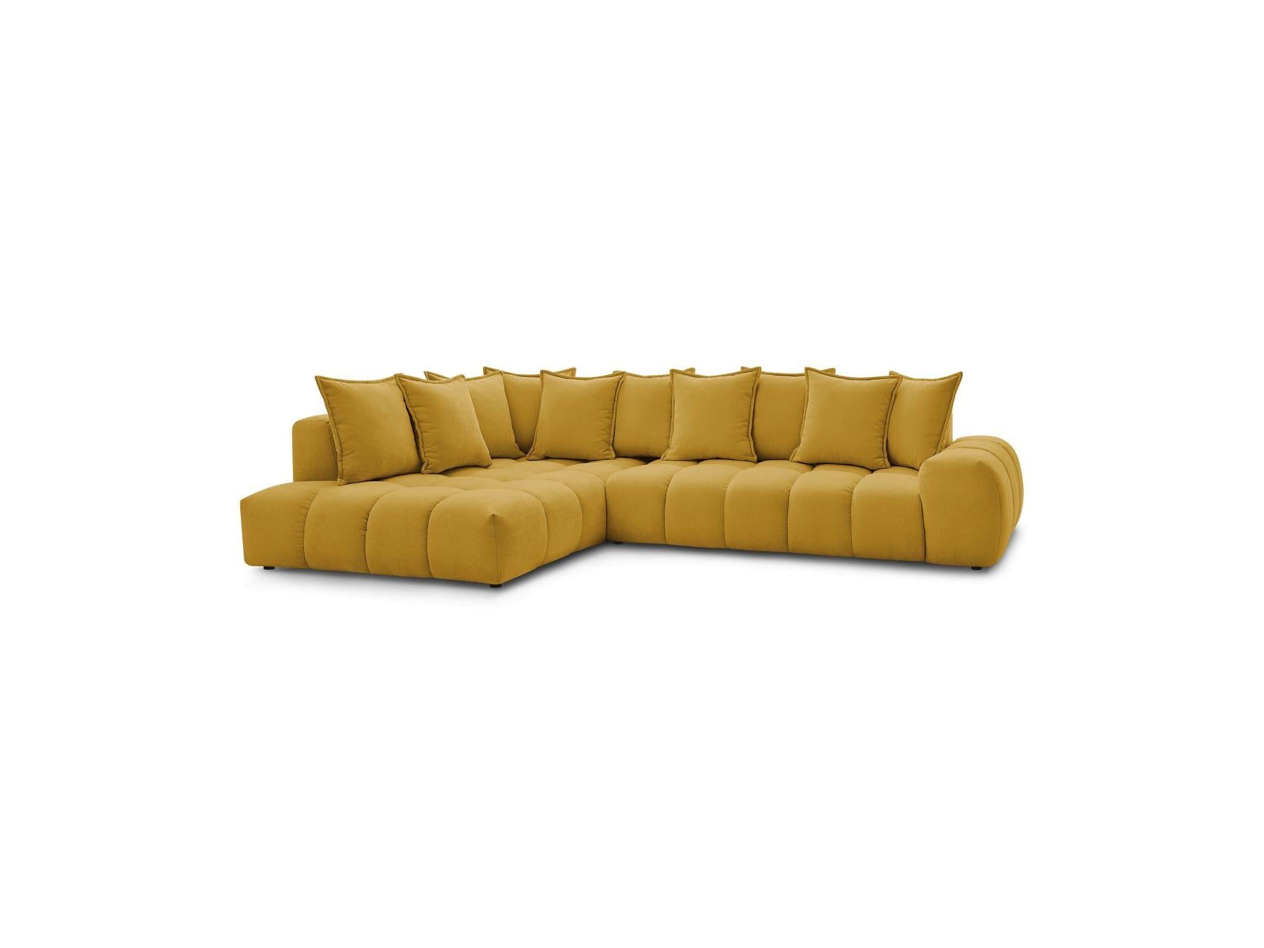 Everest - Canapé D'Angle Fixe - Tissu Texturé - Angle Gauche - 10 Coussins
