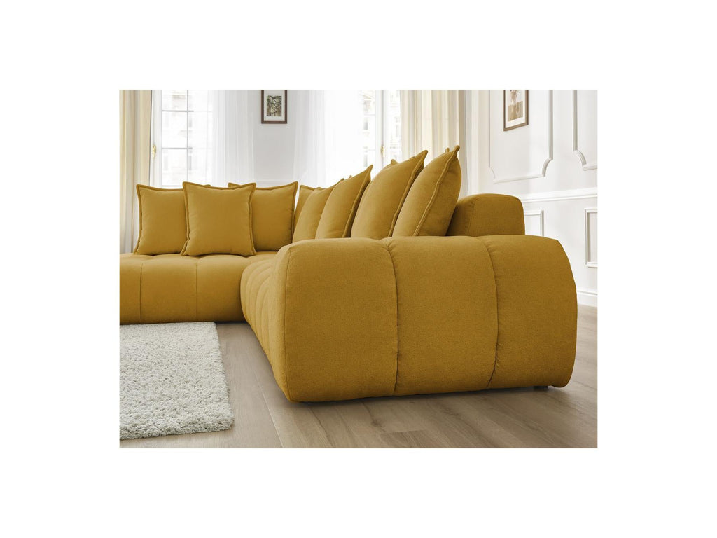 Everest - Canapé D'Angle Fixe - Tissu Texturé - Angle Gauche - 10 Coussins