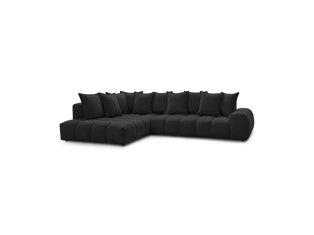 Everest - Canapé D'Angle Fixe - Tissu Texturé - Angle Gauche - 10 Coussins