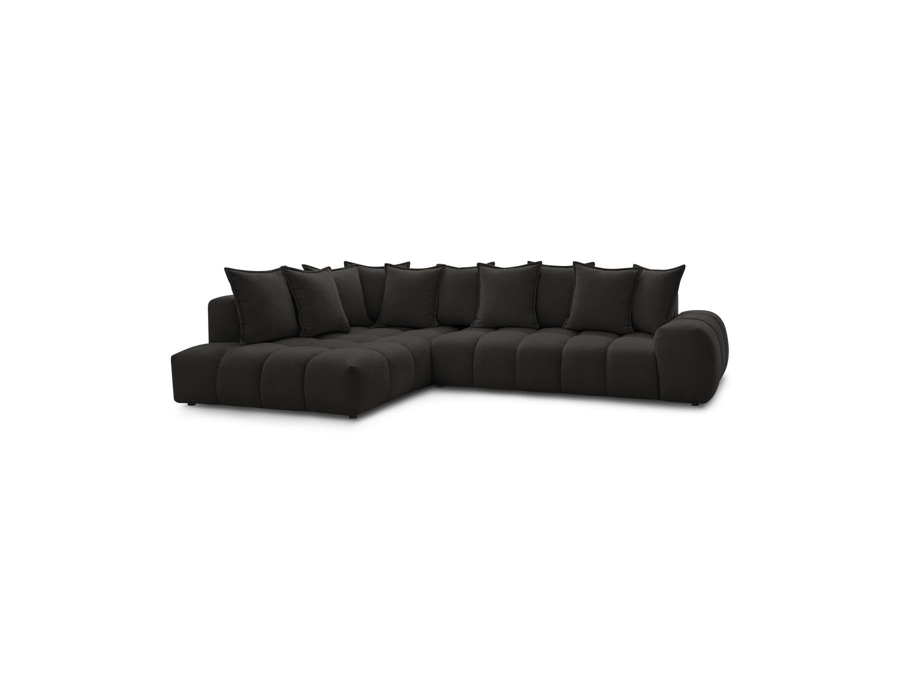 Everest - Canapé D'Angle Fixe - Tissu Texturé - Angle Gauche - 10 Coussins