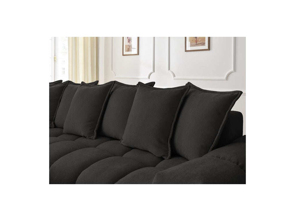 Everest - Canapé D'Angle Fixe - Tissu Texturé - Angle Gauche - 10 Coussins
