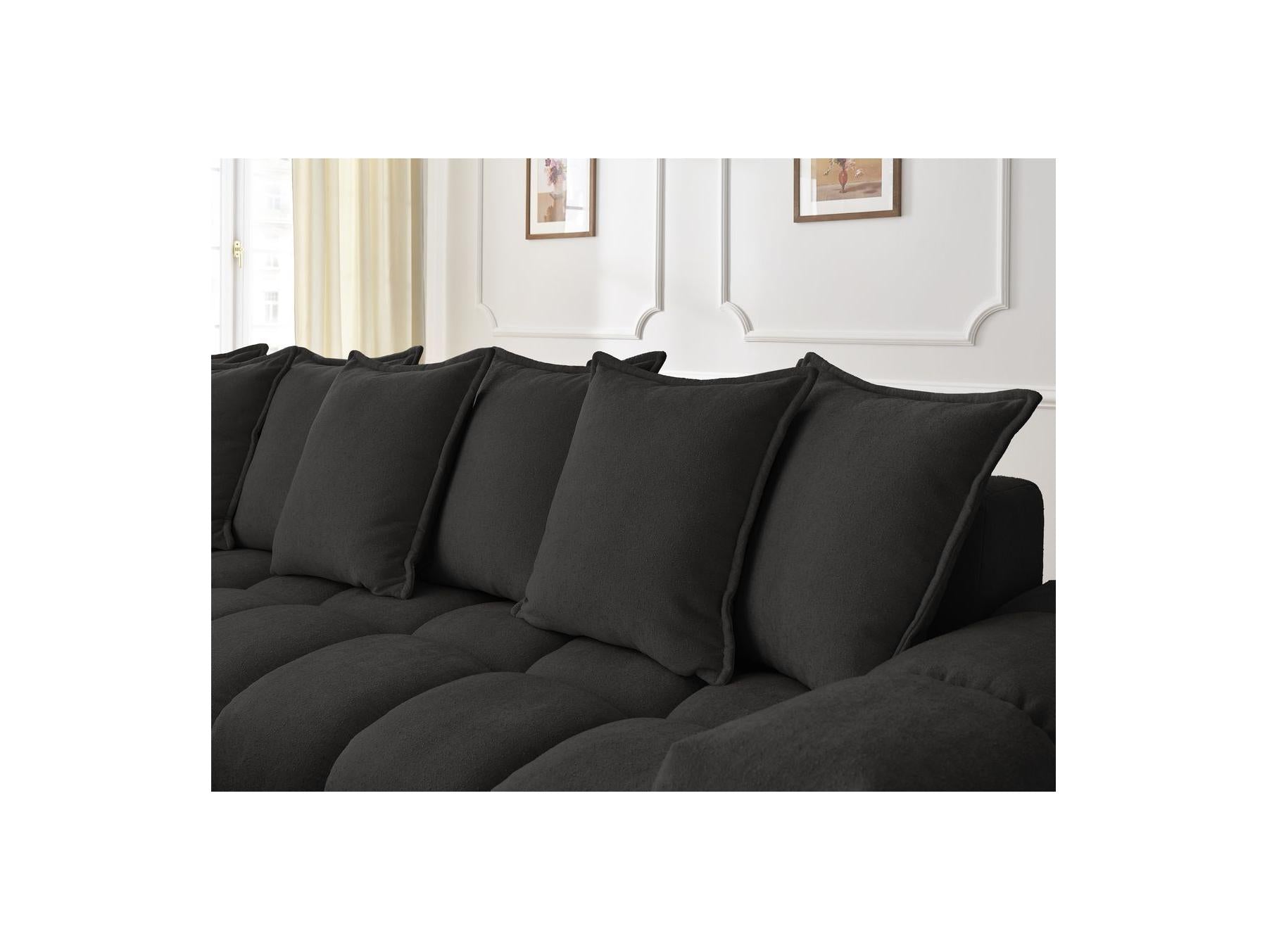 Everest - Canapé D'Angle Fixe - Tissu Texturé - Angle Gauche - 10 Coussins