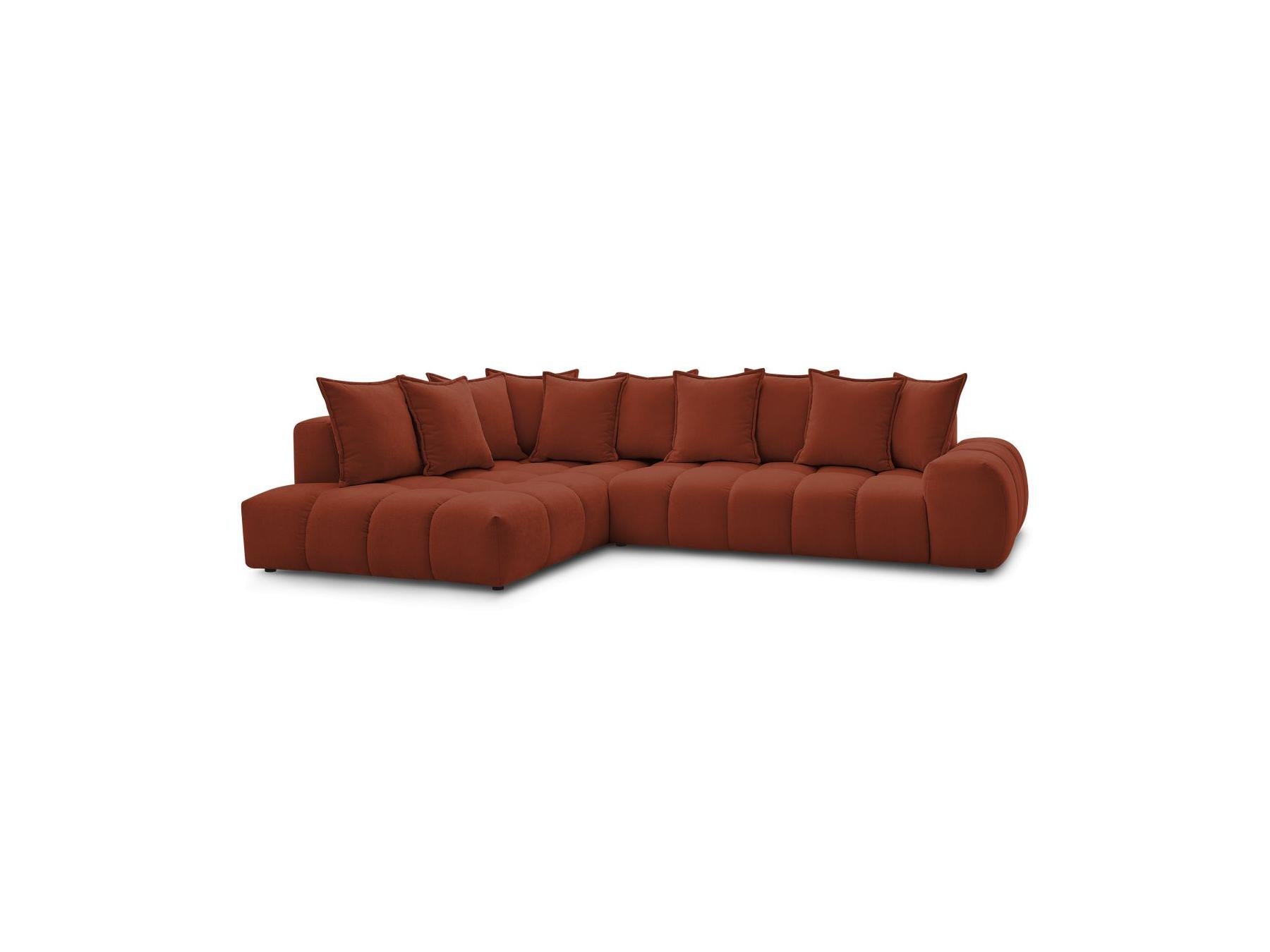 Everest - Canapé D'Angle Fixe - Tissu Texturé - Angle Gauche - 10 Coussins