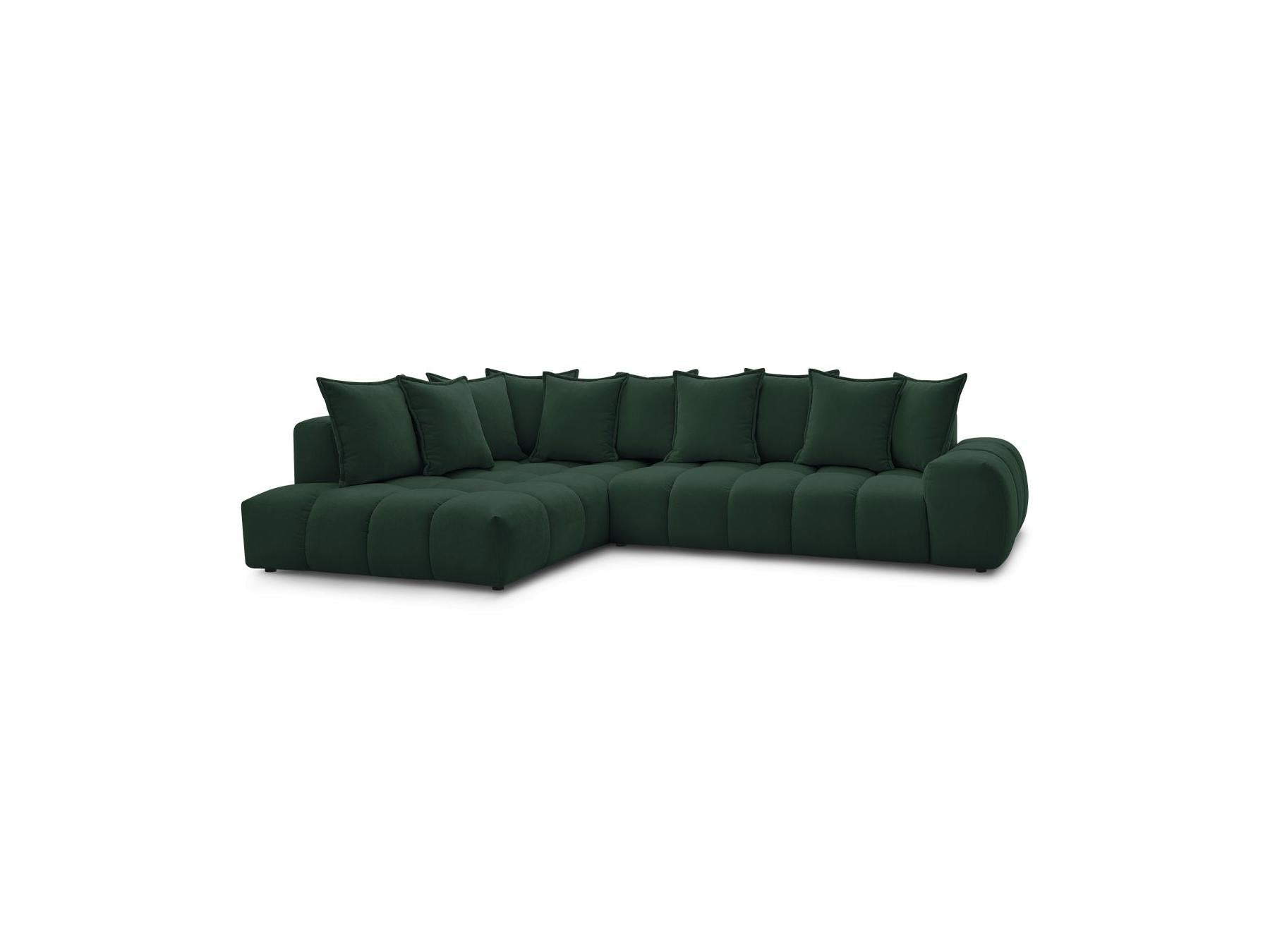 Everest - Canapé D'Angle Fixe - Tissu Texturé - Angle Gauche - 10 Coussins